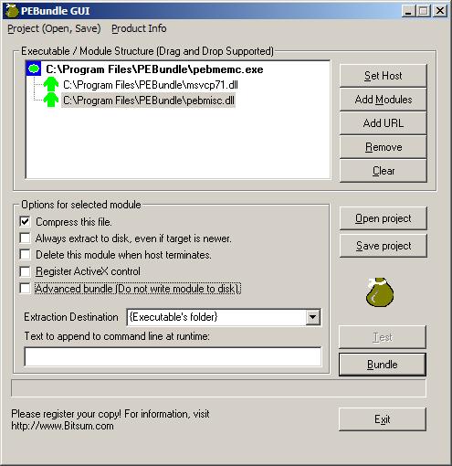 Screenshot of PEBundle